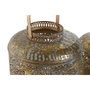 DKD Home Decor Set de 3 Portavelas de Metal Decapé Dorado