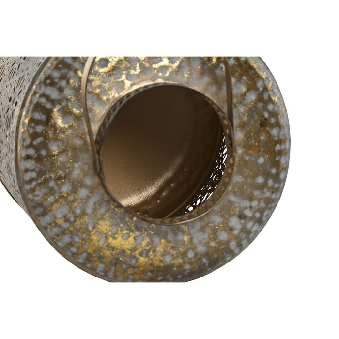 DKD Home Decor Set de 3 Portavelas de Metal Decapé Dorado