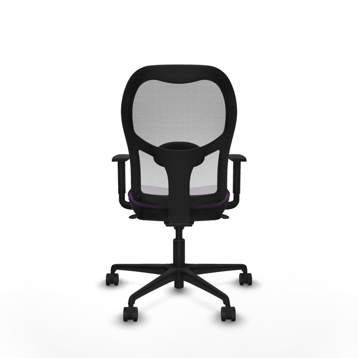 Silla de oficina Jorquera con mecanismo Sincro tapizada con Tela color Morado y malla color Blanco. Equipada con lumbar 1D, Brazos 1D y Ruedas 65mm nailon Silla de oficina Jorquera con mecanismo Sincro tapizada con Tela color Morado y malla color Blanco. Equipada con lumbar 1D, Brazos 1D y Ruedas 65mm nailon