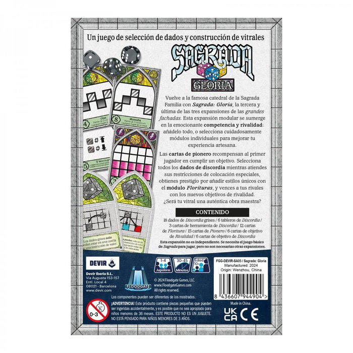 Devir Sagrada: Gloria | Expansión del juego de mesa | Nuevos dados de conflicto y cartas pionero | Para 1 a 4 jugadores | Duración 45 min | A partir de 10 años | Idioma Español