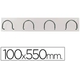 Sie Perchero 611 de Pared Metálico con 4 Colgadores, Blanco, 55x10x5 cm