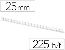 Q-connect Canutillo redondo 25 mm plástico blanco capacidad 225 hojas caja de 50 unidades