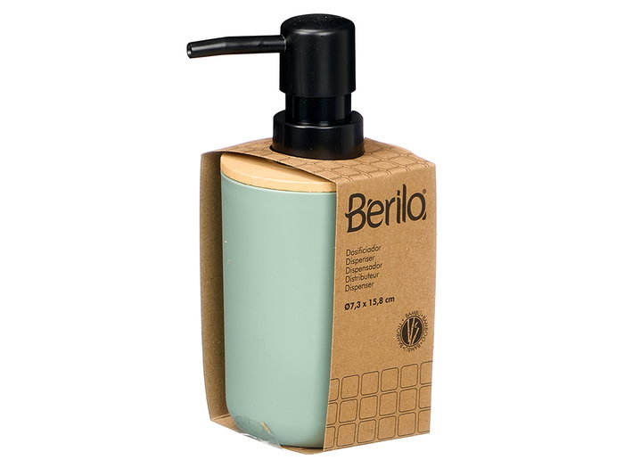Berilo Dosificador Plástico Bambú Menta Verde y Negro 9 x 15.8 x 7.3 cm (Set de 24)