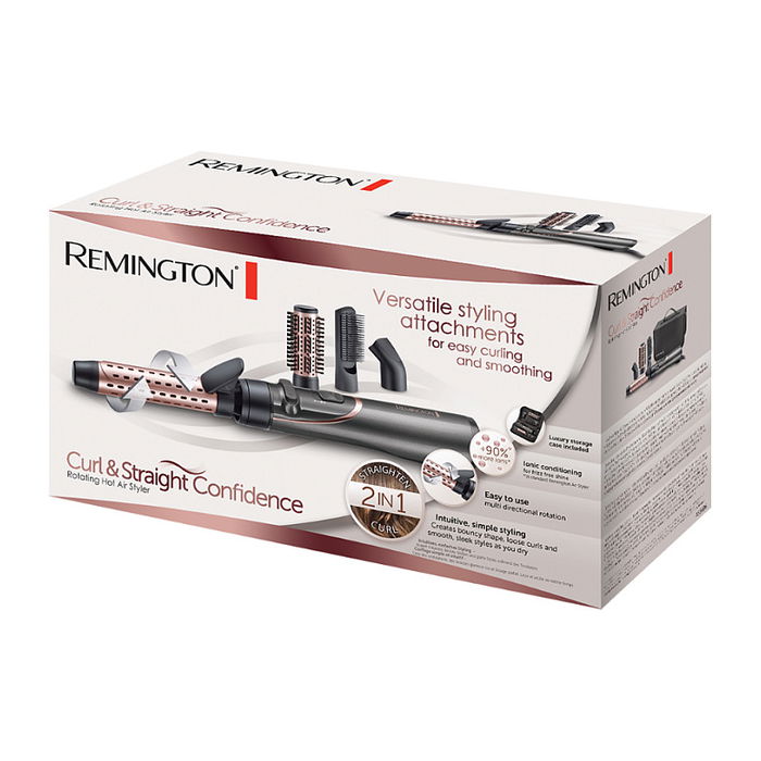 Remington AS8606 Cepillo de Aire Caliente con Tecnología Iónica, Función Frío y Boquilla, 800 W, Negro y Oro Rosa