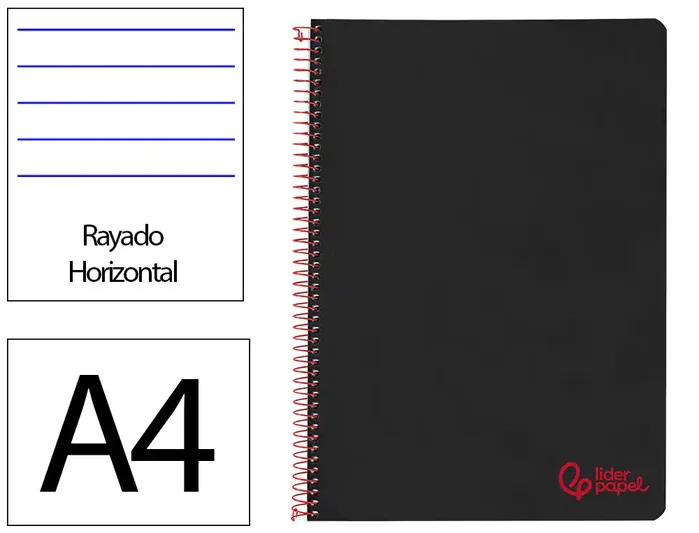Liderpapel Cuaderno Espiral A4 Wonder Negro 80 Hojas Liderpapel Cuaderno Espiral A4 Wonder Negro 80 Hojas