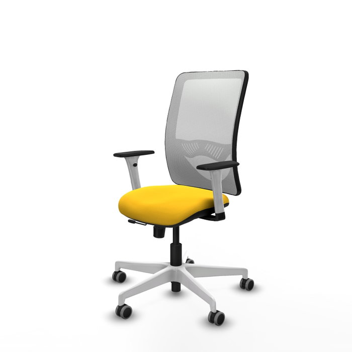 PIQUERAS Y CRESPO Silla de oficina Zulema con mecanismo Sincro/Traslack, Amarillo y Blanco
