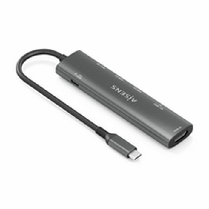 Aisens USB-C Dock 7 en 1 con HDMI 4K, USB 3.0, USB 2.0 y PD 100W - Gris