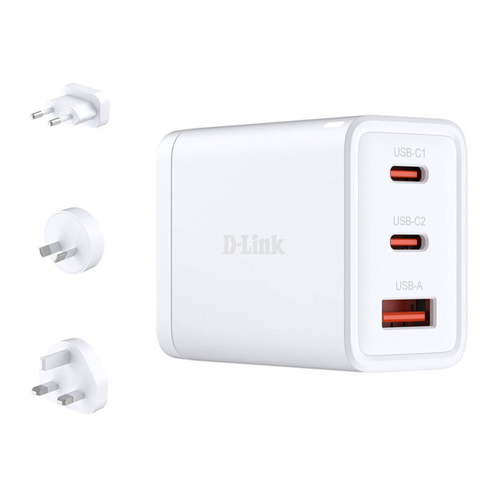 D-Link DCP-651 Cargador de Pared GaN 65W 2x USB-C y 1x USB-A Blanco D-Link DCP-651 Cargador de Pared GaN 65W 2x USB-C y 1x USB-A Blanco