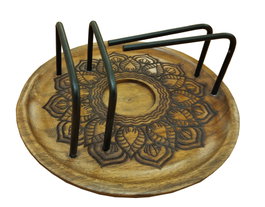 DKD Home Decor Soporte Incienso Mandala Mango e Hierro 15x15x7 cm