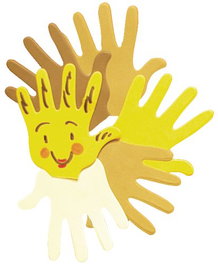 Siluetas Manos Etnicas Niefenver 4 Razas Pack De 10 Manos De Cartulina 4 Colores 9X9Cm