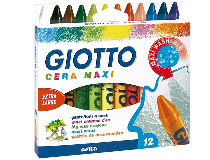 Giotto Lápices de Cera Maxi Caja de 12 Colores Surtidos