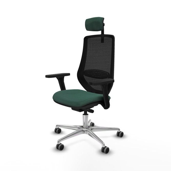 PIQUERAS Y CRESPO Silla de oficina Mardos con mecanismo Sincro/Traslack, Verde botella y Negro