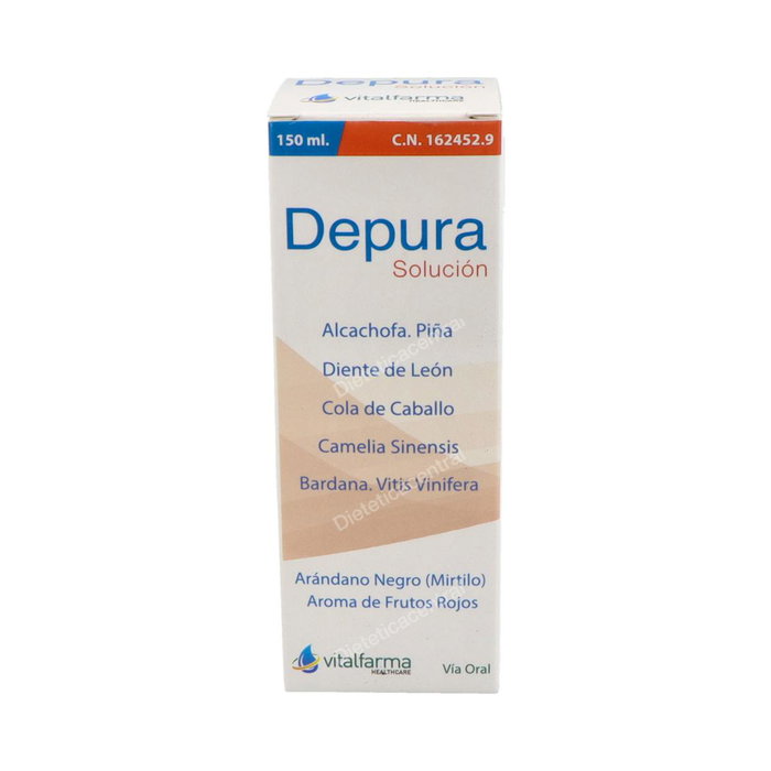 VITALFARMA Depura Solución 150ml - Suplemento con Plantas y Vitaminas B1, B2, B6, B9, B12, C para Metabolismo y Eliminación de Líquidos VITALFARMA Depura Solución 150ml - Suplemento con Plantas y Vitaminas B1, B2, B6, B9, B12, C para Metabolismo y Eliminación de Líquidos