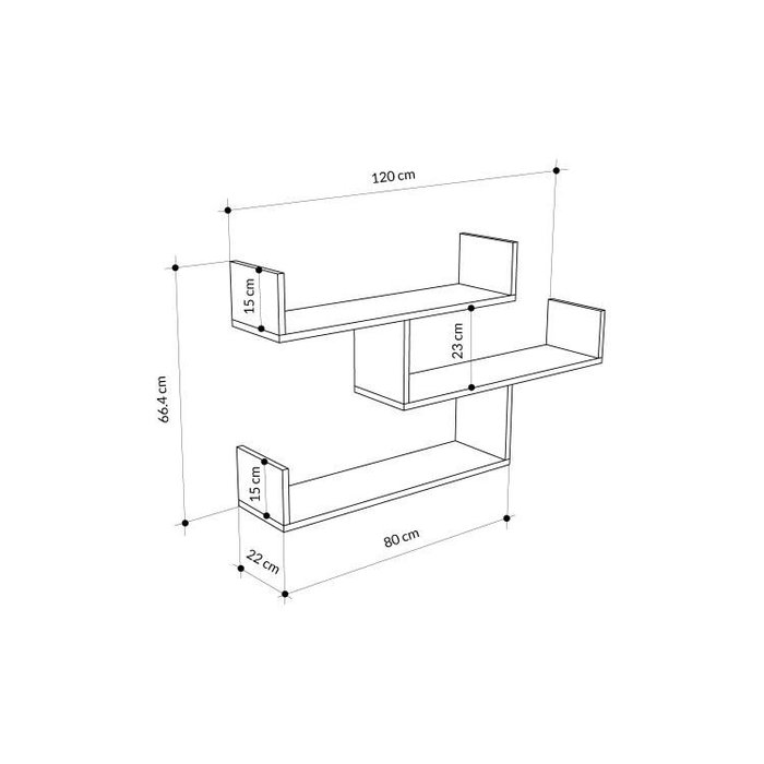 Hanah Home Estantería de Pared Tibet - White, Blanca, 119x66.5x23 cm