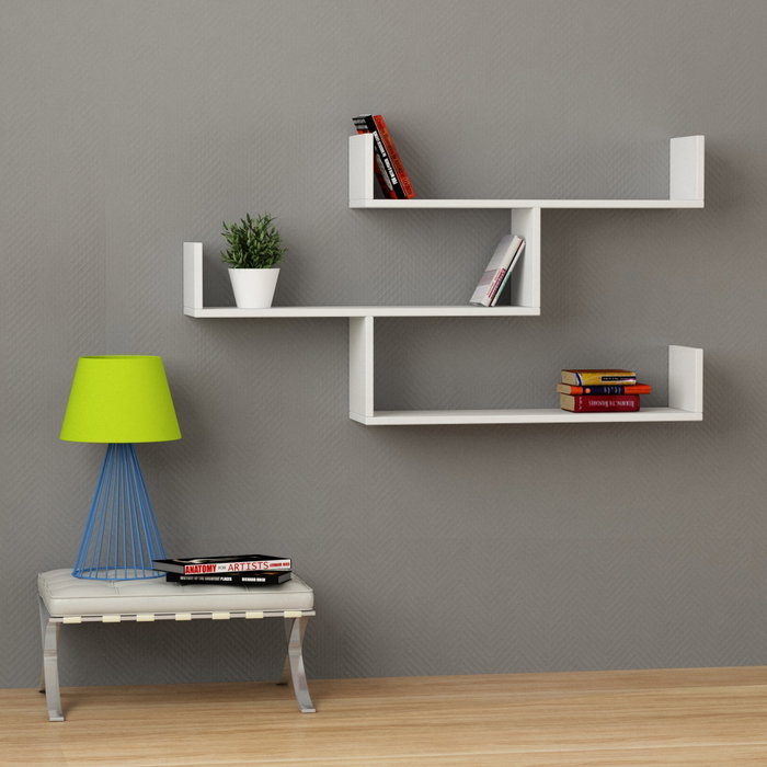 Hanah Home Estantería de Pared Tibet - White, Blanca, 119x66.5x23 cm