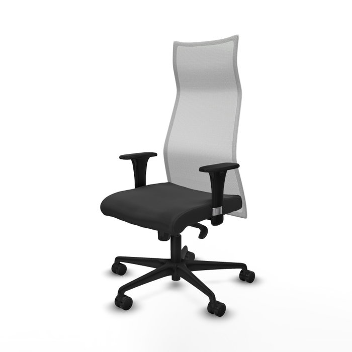 PIQUERAS Y CRESPO Sillón Albacete con mecanismo Sincro, Similpiel Gris Oscuro y Malla Blanca