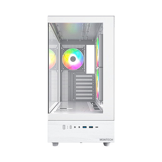Montech XR Torre PC ATX Blanco, 2 Ventiladores 120mm, USB 3.2 Tipo C