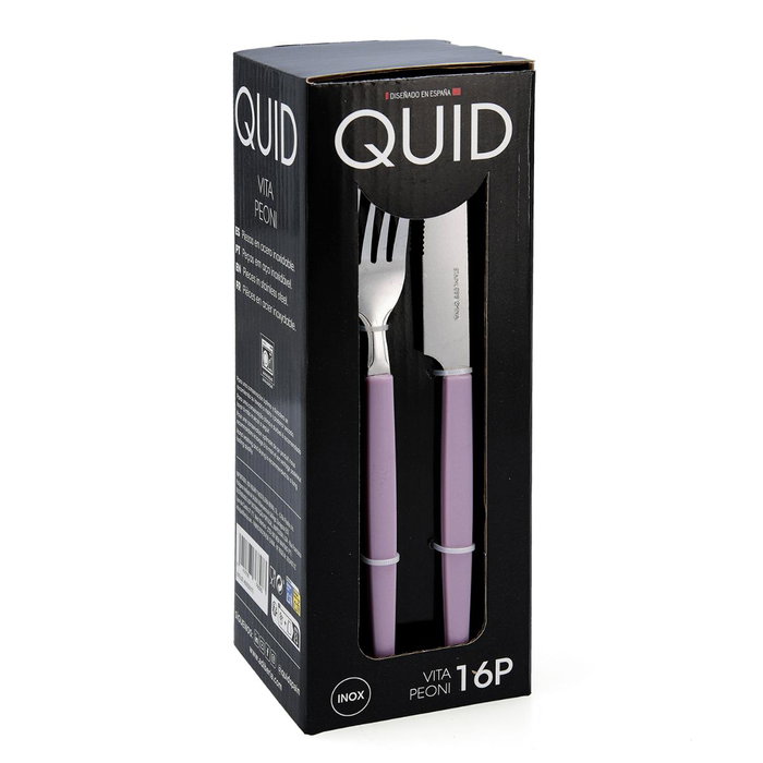 Set 16 Cubiertos Acero Inox y Mango Pp Vita Peoni Quid 18-0-1,5 mm