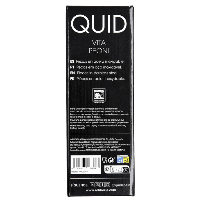 Set 16 Cubiertos Acero Inox y Mango Pp Vita Peoni Quid 18-0-1,5 mm