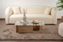 Nordure Mesa de Centro Flavio Honey Oak, Roble, Cristal Templado y Tablero de Partículas Recubierto de Melamina, 105x65x30 cm