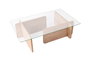 Nordure Mesa de Centro Flavio Honey Oak, Roble, Cristal Templado y Tablero de Partículas Recubierto de Melamina, 105x65x30 cm