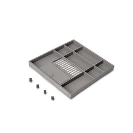 Emuca Cajón organizador para armarios y vestidores Quartz, 440 (M60), Eco-piel y madera, Titanio