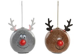 DKD Home Decor Decoración Colgante Navidad Moderna Plateado Dorado Rojo Reno LED PVC 9.5 x 10.5 x 8 cm (6 Unidades)