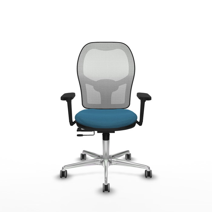 PIQUERAS Y CRESPO Silla de oficina Jorquera con mecanismo Sincro/Traslack, Verde petróleo y Blanco