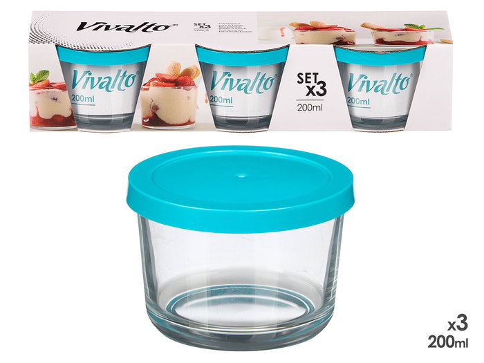 VIVALTO Set 3 Fiambreras Redondas Azul 200ml VIVALTO Set 3 Fiambreras Redondas Azul 200ml