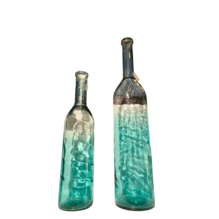 DKD Home Decor Jarrón de Cristal Reciclado Diseño Botella Bicolor