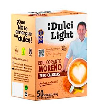 DULCILIGHT Edulcorante Moreno Azucar Zero 50 Sbrs Vegano Sin Gluten Apto Diabéticos Keto Friendly DULCILIGHT Edulcorante Moreno Azucar Zero 50 Sbrs Vegano Sin Gluten Apto Diabéticos Keto Friendly