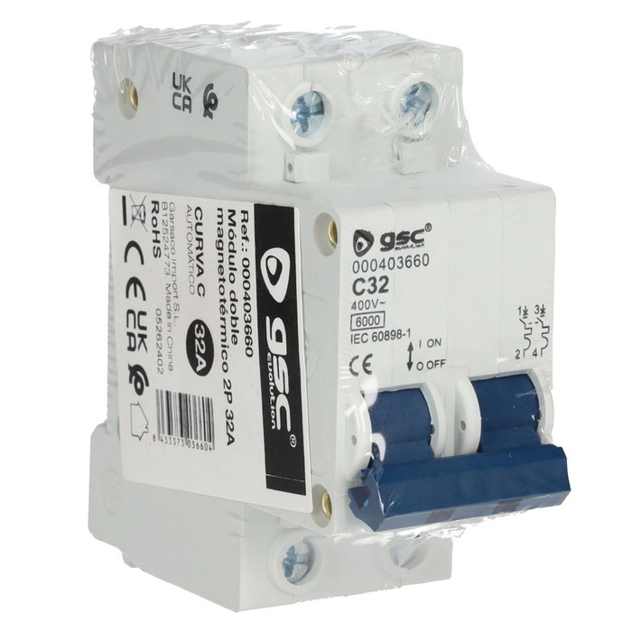 GSC Evolution Módulo doble magnetotérmico 2P 32A GSC Evolution Módulo doble magnetotérmico 2P 32A