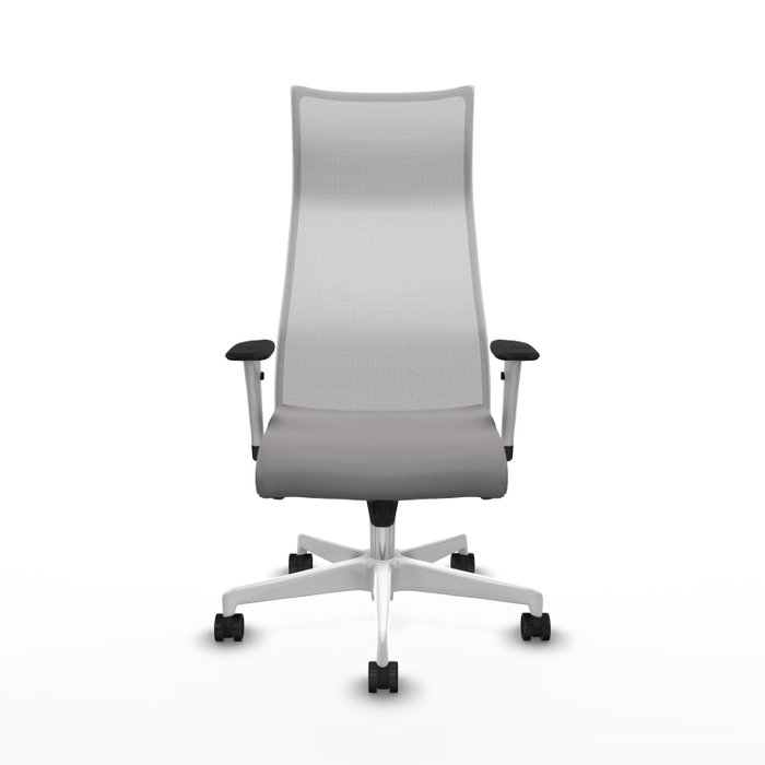 PIQUERAS Y CRESPO Sillón Albacete con Mecanismo Sincro, Similpiel Gris y Malla Blanca