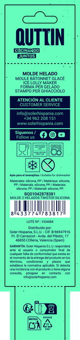 Quttin Molde para 2 Helados de Silicona 13x10.5x3 cm (24 Unidades)