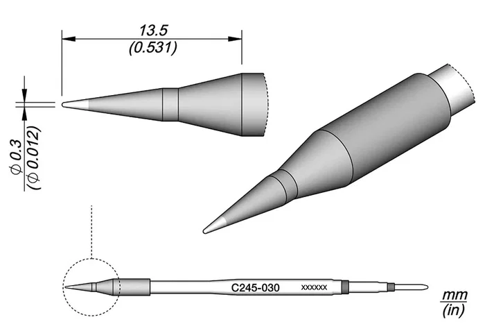 JBC TOOLS Pico de soldadura tipo cono 0,3mm