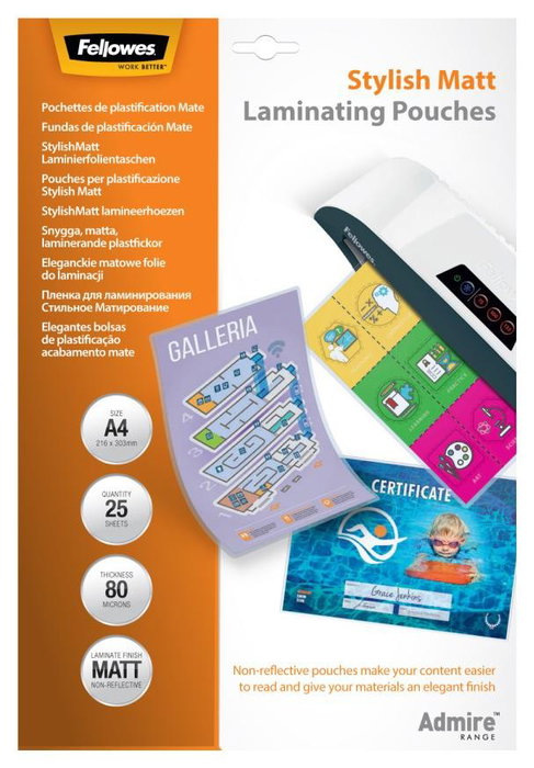 Fellowes Fundas de Laminación Admire A4 Mate 80 Micras