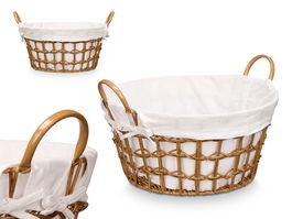 Kipit Cesto Redondo Asas Natural Pequeño 45x25x40 cm Poliester Algodon Textil (Set de 12)