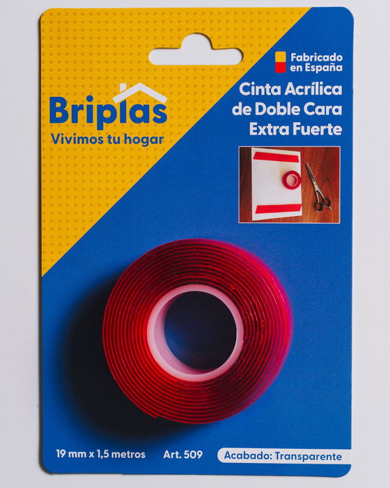 BRIPLAS Cinta Adhesiva Doble Cara Extrafuerte 19mm x 1.5m Roja BRIPLAS Cinta Adhesiva Doble Cara Extrafuerte 19mm x 1.5m Roja