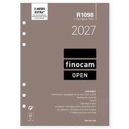 Finocam Recambio Anual 2027 para Agenda de Anillas Open R1098 155x215mm Día Página