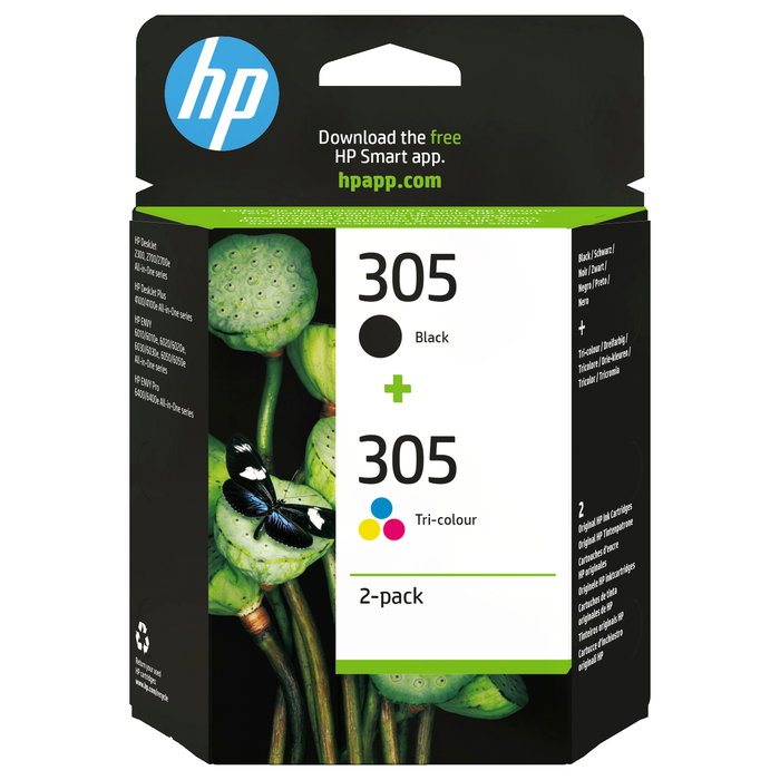 HP 305 Pack de 2 Cartuchos de Tinta Original (Negro y Tricolor) HP 305 Pack de 2 Cartuchos de Tinta Original (Negro y Tricolor)