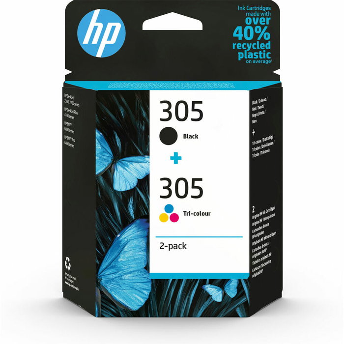 HP 305 2-Pack Tricolor/Negro Cartucho de Tinta Original