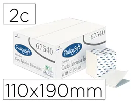 Blanca Ofyhostel Bulkysoft Papel Higienico Gofrado 2 Capas Engarzado Rollo 110x190 mm