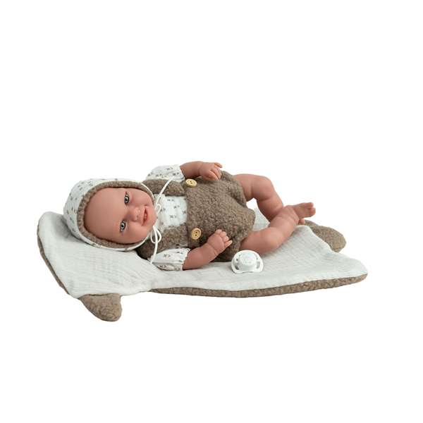 BabyTo - Muñeca Elegance de Peso Marrón con Manta, Muñeca de Peluche o Juguete Terapéutico de 35 cm