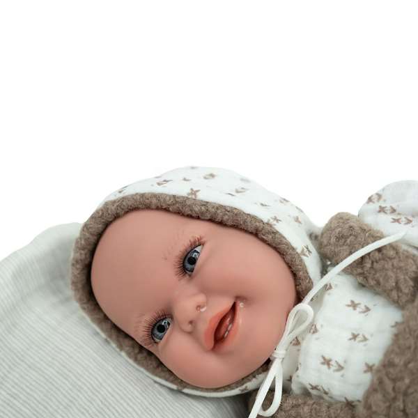 BabyTo - Muñeca Elegance de Peso Marrón con Manta, Muñeca de Peluche o Juguete Terapéutico de 35 cm