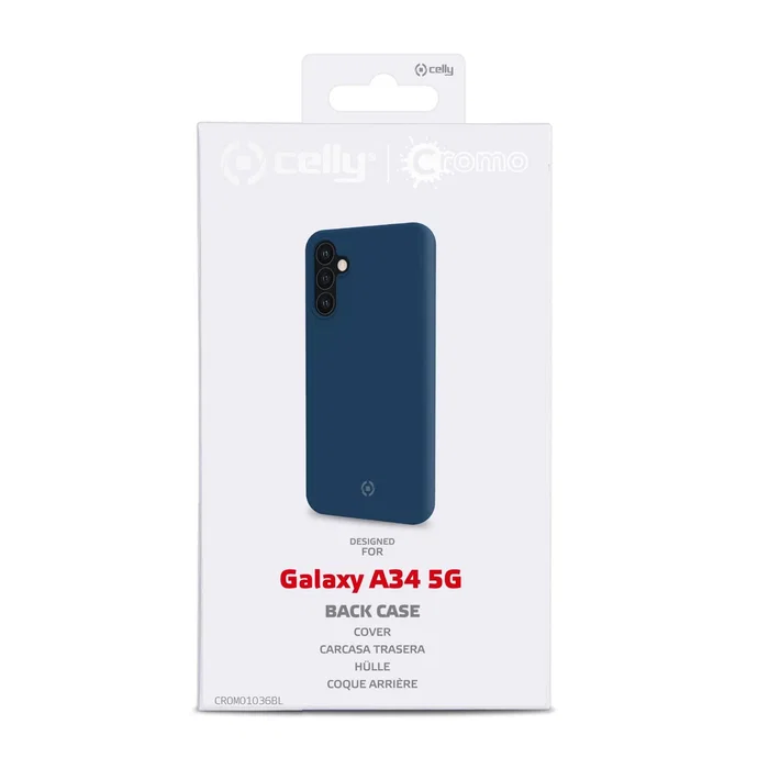 Celly CROMO1036BL Funda Protectora para Samsung Galaxy A34 5G (6.6") Azul - Resistente a Golpes y Rayones - Material TPU, Silicona y Microfibra