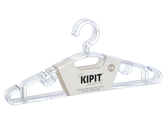 Kipit Set 4 Perchas Transparente Plástico 40 x 17 x 3 cm (Set de 24)