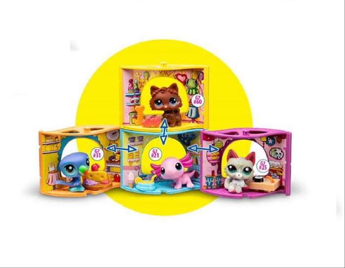 Figura mascota littlest pet shop pet nooks. incluye 1 mascota,set apilable y 2 accesorios. - modelos surtidos