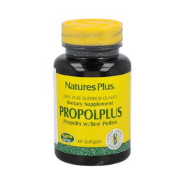Natures Plus Propolplus 60 Perlas - Propóleo y Polen de Abeja, Fuente de Flavonoides, Vitaminas y Proteínas - 180 mg Propóleo por Perla - Apto para Vegetarianos