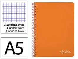 Liderpapel Cuaderno Espiral A5 Witty Tapa Dura 80 Hojas 90gr Cuadro 4mm con Margen Color Naranja