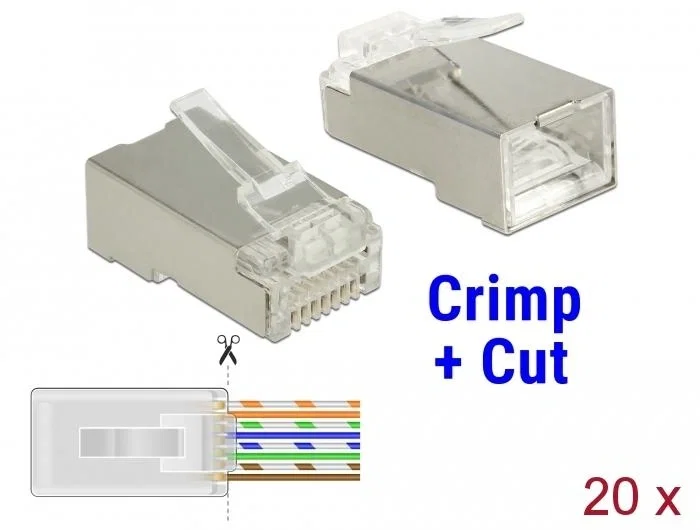 DeLOCK 86454 Conector RJ45 Cat.6 STP Transparente 20 Piezas